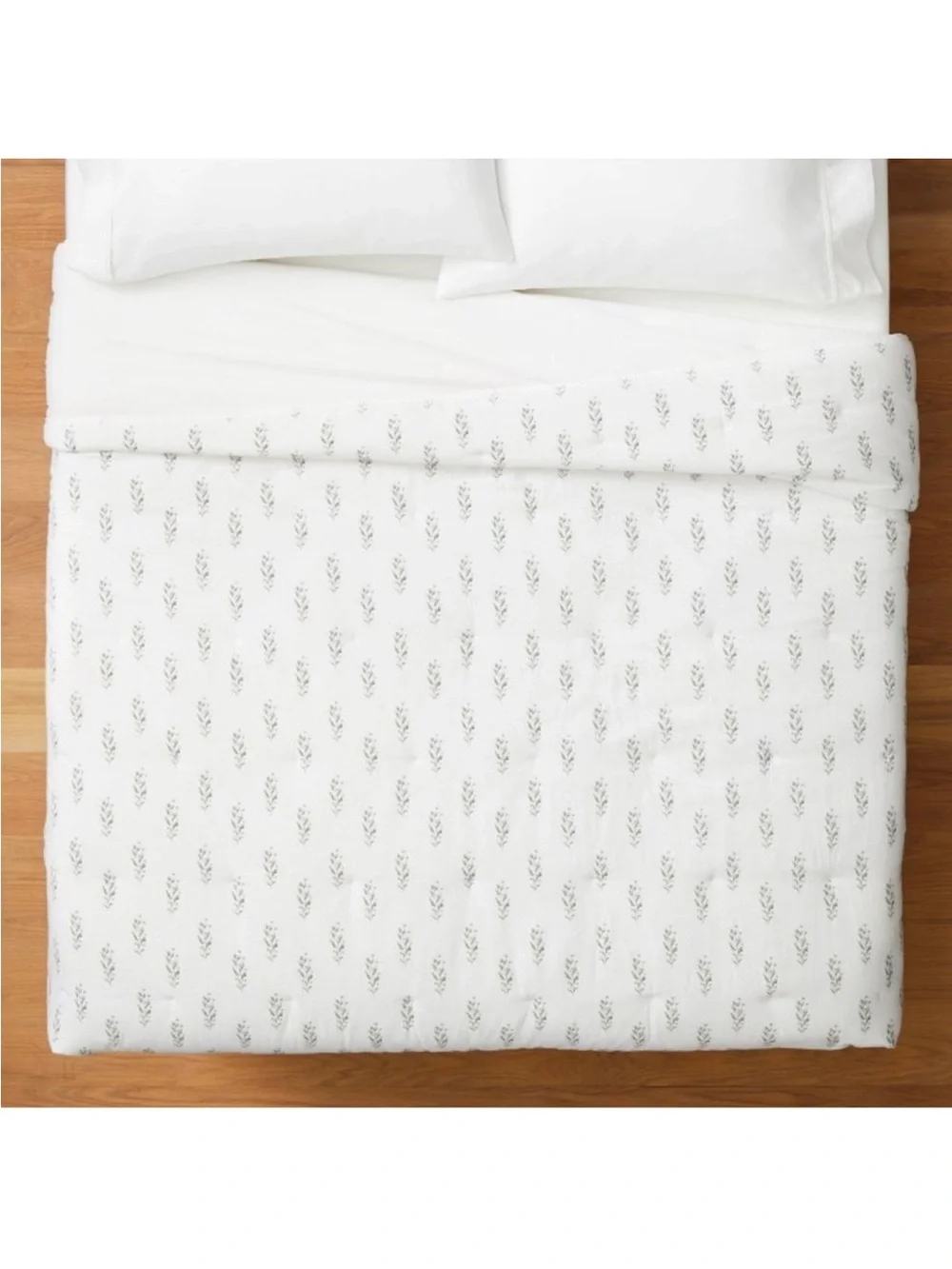 King Lofty Cotton Slub Wood Block Floral Quilt White - Threshold™ Studio McGee